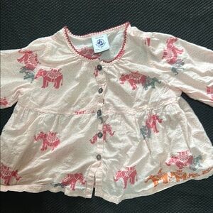 Pink Elephant Print Baby Cardigan